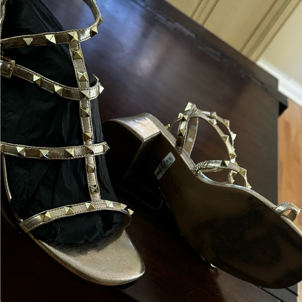 Rockstud Accents Leather Gladiator Sandals